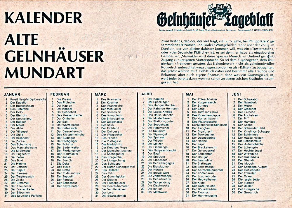 Gelnhäuser Uz-Kalender