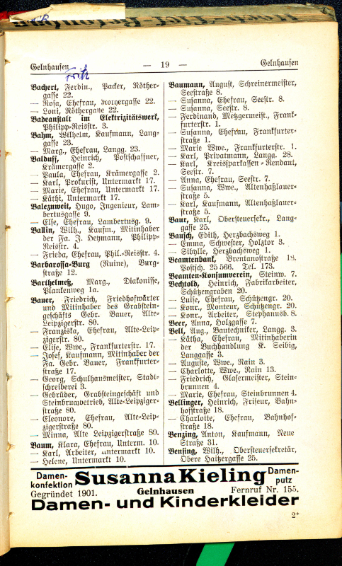 Adre&szlig;buch von 1926 Seite 19
