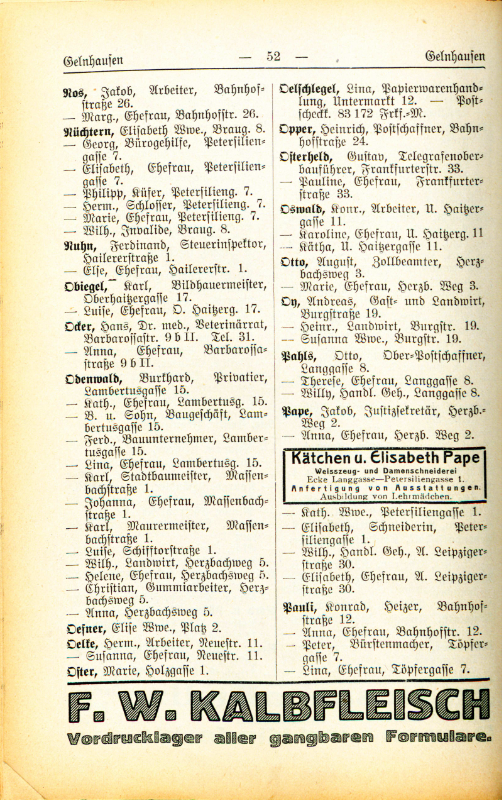 Adre&szlig;buch von 1926 Seite 52