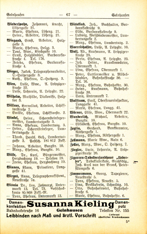 Adre&szlig;buch von 1926 Seite 67