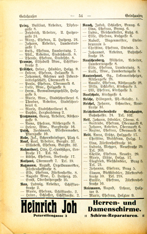 Adre&szlig;buch von 1926 Seite 54