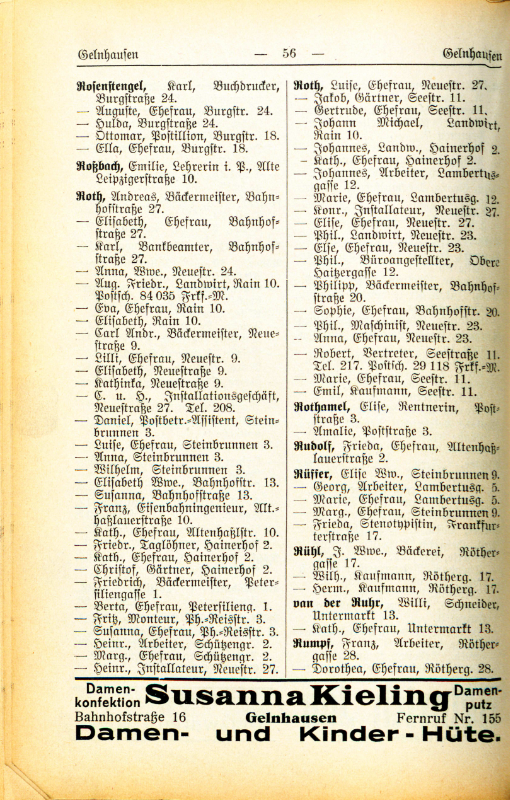 Adre&szlig;buch von 1926 Seite 56