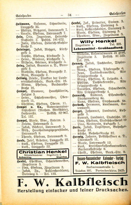 Adre&szlig;buch von 1926 Seite 34