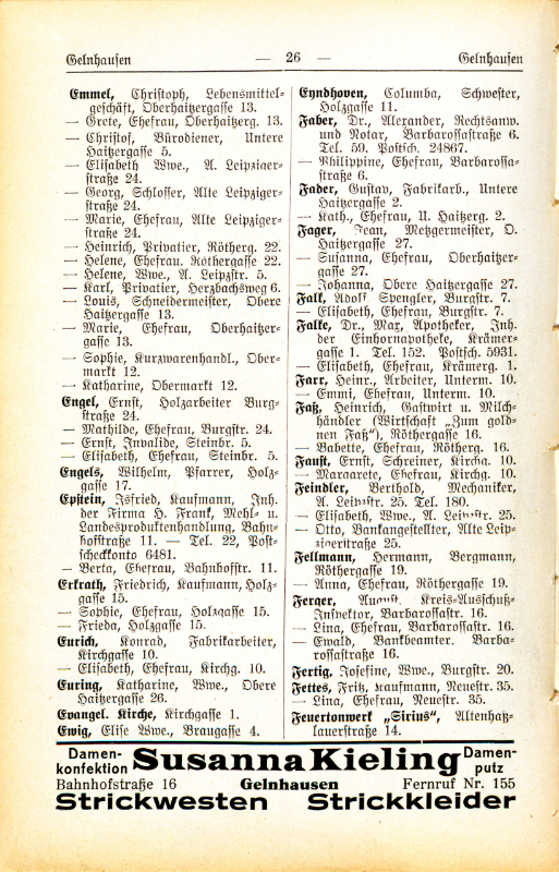 Adre&szlig;buch von 1926 Seite 26