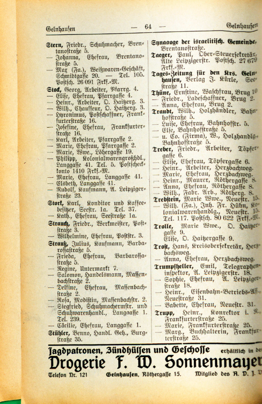 Adre&szlig;buch von 1926 Seite 64