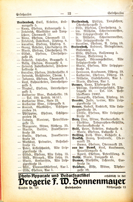 Adre&szlig;buch von 1926 Seite 22