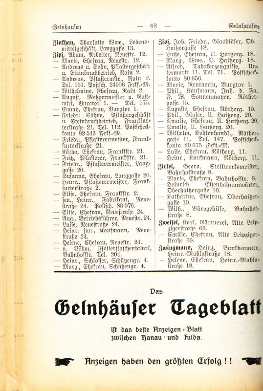 Adre&szlig;buch von 1926 Seite 68